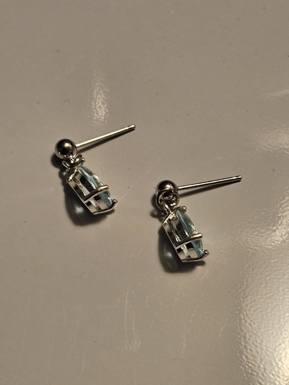 Sterling Silver Aquamarine Stud Earrings - Picture 9 of 10